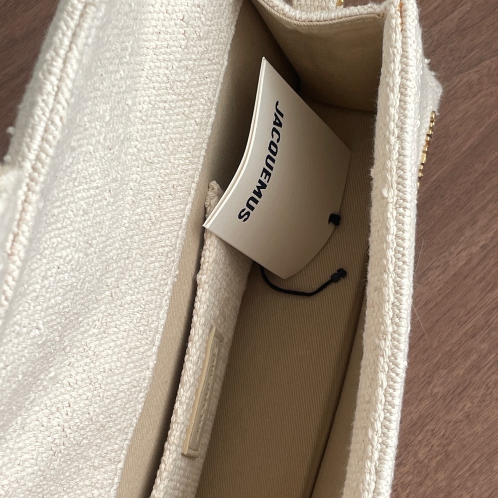 Jacquemus Woven Le Bambino Long Flap Bag- ivory - Picture 7 of 15